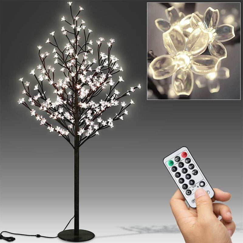 Albero di ciliegio a LED bianco caldo 180 cm 200 LED per interni/esterni,  telecomando incluso