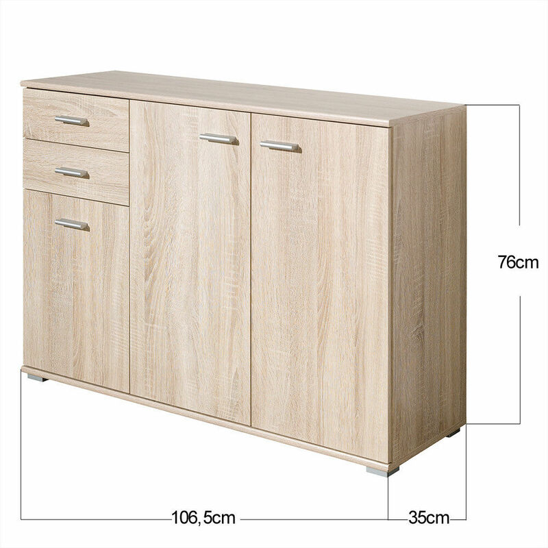 MOBILE COMO' CASSETTIERA CREDENZA NUKA 87x197x45cm ROVERE NERO OPACO