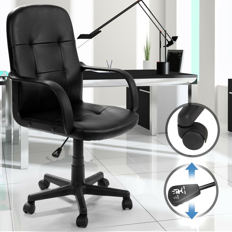 Sedia da Ufficio - Ergonomica, Imbottita, Girevole, Altezza Regolabile, con  Rotelle, Carico Massimo 120 kg, Nera - Poltrona da S