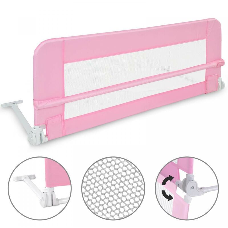 Barra Di Protezione Letto Bambini, Barriera Letto Pieghevole, 1,02 Metri,  Rosa, Materiale: Tessuto in nylon