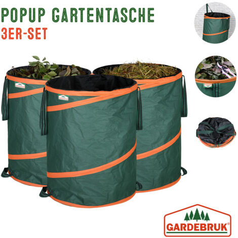 Sacco Per Rifiuti Da Giardino Pop Up 212 Litri | 3 Pacchi | In Tessuto Oxford 600D | Pieghevole Con Maniglie | Verde - 6