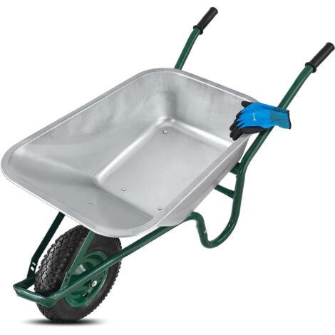 Carriola da giardino in acciaio zincato con vasca in pvc da 100 litri