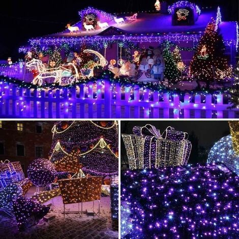Luci Di Natale Catena Luminosa 22 Metri Con Pannello Solare 8 0re Di Autonomia Tipo Blu