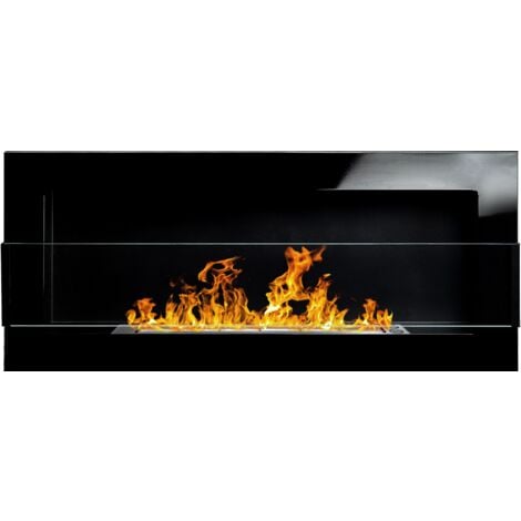 Biocamino bio camino caminetto bioetanolo design moderno 90cm nero lucido mpn: con il vetro