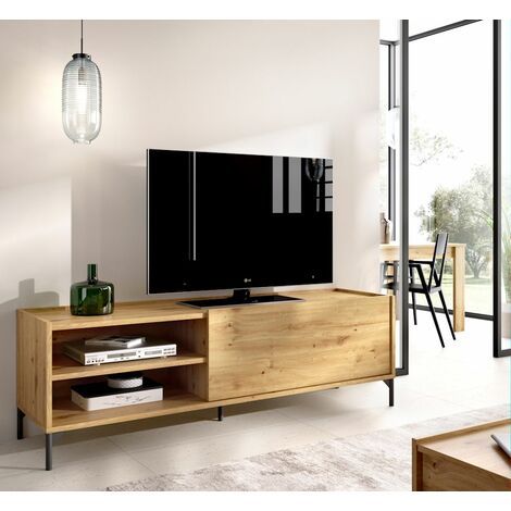 Mueble para TV Lund 2 puertas 1 cajón roble Nordic - Grafito