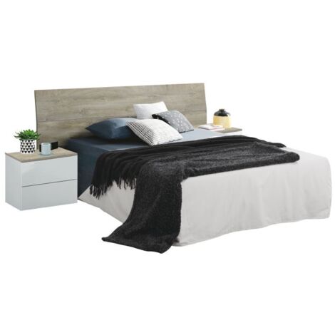 Cabecero con Mesitas New Dreams en Blanco y Roble 135-160 cm