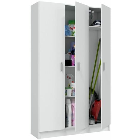 Armario multiusos 3 puertas escobero blanco