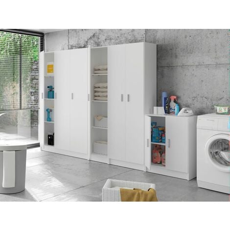 Armario multiusos 3 puertas escobero blanco