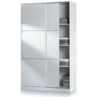 Armario 2 puertas correderas estantes 120 blanco brillo