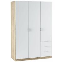 Armario 3 puertas 3 cajones blanco roble
