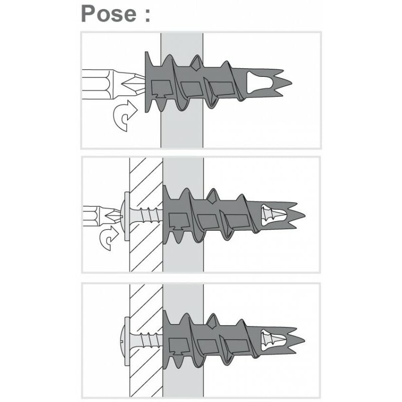 Cheville placo avec patte à vis HM 5x52 PV, 50 pièces