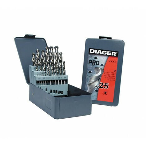 Coffret forets métal 25 pièces HSS meulés PRO - DIAGER