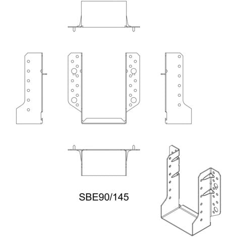 Sabot ailes extérieures 90 X 145 X 1.5 - SIMPSON - spécial sections bois d'ossature