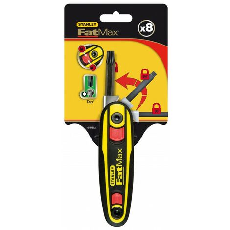 Stanley – Jeu de 8 clés Torx T9 à T40 – Mécanisme d'encliquetage 3 positions – Poignée bi-matière ergonomique – Pour espaces restreints