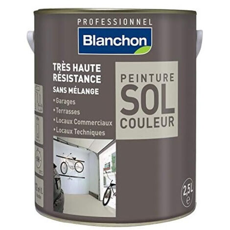 Blanchon – Peinture pour sol intérieur 2,5L gris clair satiné – Très haute résistance – Application facile sur béton et bois – Finition durable