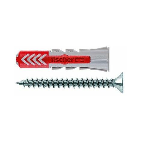 Fischer – Cheville bi-matière 8x40 – Lot de 50 pièces avec vis DuoPower – Fixation béton, briques et plaques de plâtre – Système anti-rotation