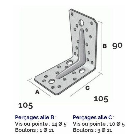 Simpson Strong Tie – Connecteur coudé ABR105 en acier galvanisé 3mm – Dimensions 105x105x90mm – Assemblage bois-béton – Capacité de charge élevée