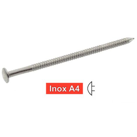 Pointe annelée - Tête bombée - Inox A4 2,5x60 mm - Boîte de 90