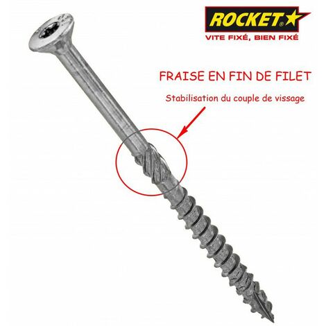 ROCKET - Vis Rocket tête fraisée pozi acier bichromaté 6x50/30