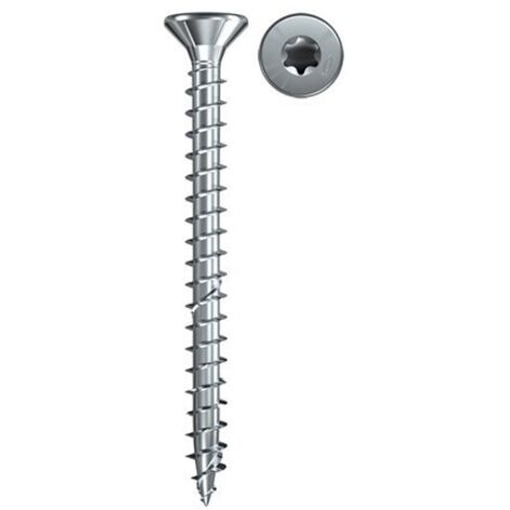 100 Vis VBA zingué blanc Power-Fast TX20 Ø5 x 70 mm filetage total - Fischer