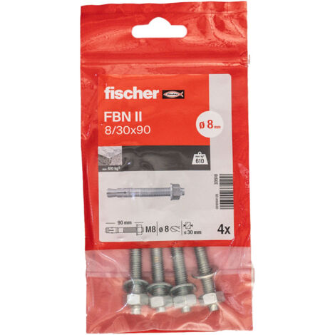 Goujons d'ancrage FBN II acier électrozingué 8/30X91 sachet de 4 - FISCHER - 33510