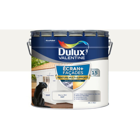 Peinture Ecran+ Multi-Supports Façade - protection 15 ans sur 15 matériaux - Mat Blanc 10 L - Dulux Valentine