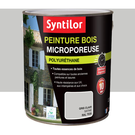 Peinture Bois Microporeuse Syntilor 2,5L Gris Clair Satiné