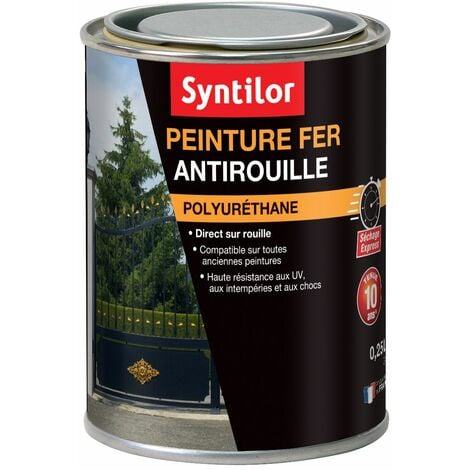 Peinture fer antirouille noir ral 9005 Finition : Satin  0,25 L