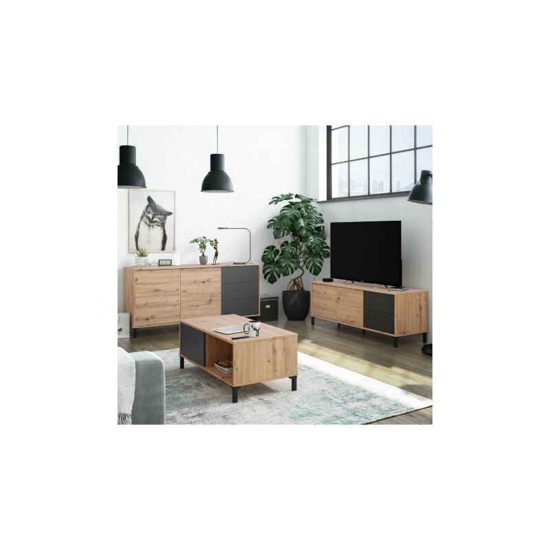 Conjunto Salon compuesto por mueble de televisión, una mesa de centro y un  aparadora juego