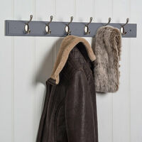 Masham 6 Hook Hat & Coat Rack - Nickel On Dove Grey