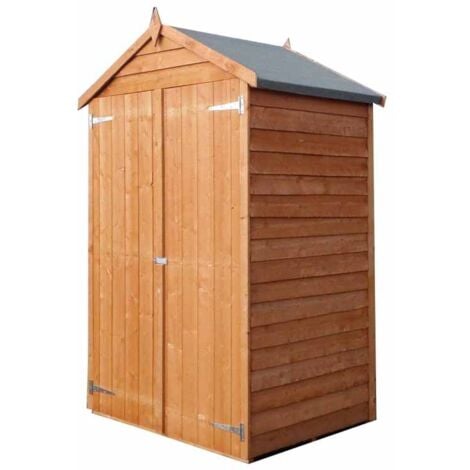 Garden Value Overlap 4 x 3 Double Door Shed with shelves