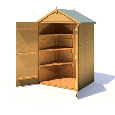 Garden Value Overlap 4 x 3 Double Door Shed with shelves