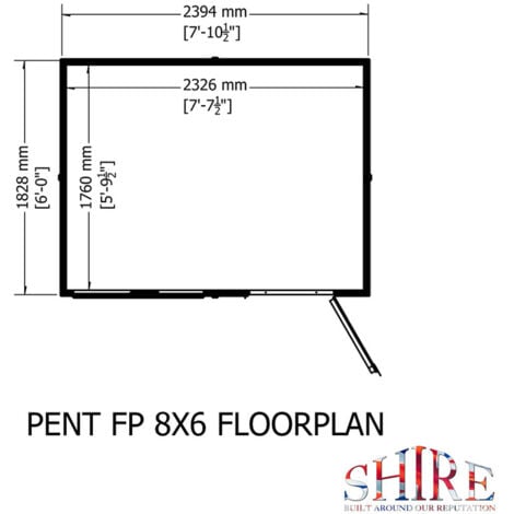 Pent 8 x 6 Shiplap Shed
