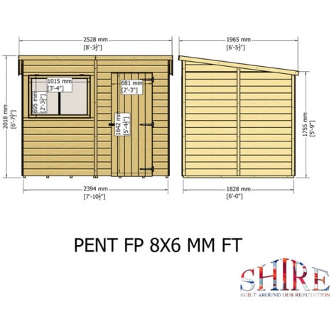 Pent 8 x 6 Shiplap Shed