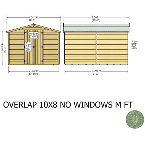 Garden Value Overlap 10 x 8 Windowless Shed