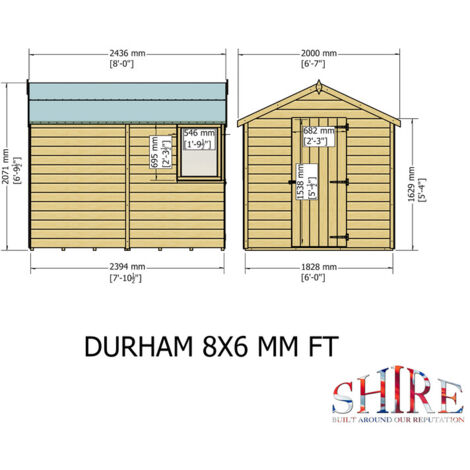 Durham 6 x 8 Shiplap Apex Shed