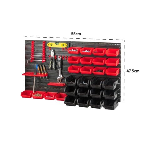 KCT 46 Pcs Wall Mount Tool Rack Organiser Garage DIY Bin Storage Panel Shelves
