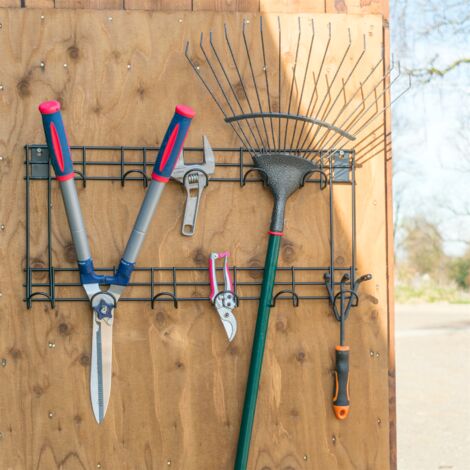 KCT 2 Tier Metal Tool Rack Wall Organiser for Garden Shed/Garage Outdoor  Storage