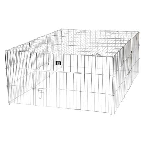 KCT Medium Enclosed Roof Folding Metal Pet Playpen Run for Dogs, Cats ...