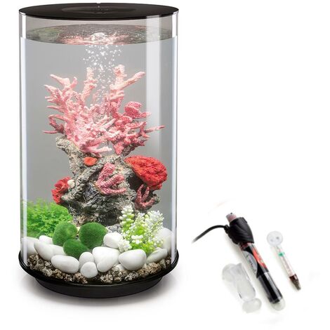 biOrb Tube 30L Black Aquarium with MCR LED Lighting and Heater Pack