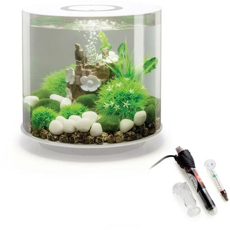 biOrb Tube 15L Aquarium White With MCR LED Lighting and Heater Pack