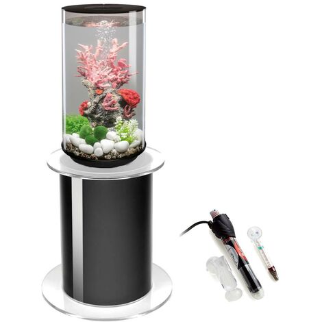 biOrb Tube 30L Black Aquarium with MCR LED Lighting, Stand and Heater Pack