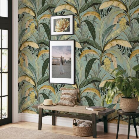 Carta da Parati Foresta Tropicale Verde in Fogli di Carta, 250x200cm