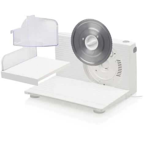 KALORIK TKG AS 1004 WH PL Trancheuse électrique pliable réglable 0-15 mm Lame de 17 cm pour légumes, pain et charcuterie 100 W Blanc