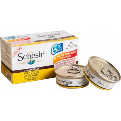 Pâtée Schesir  pour chat avec bouillon - Multipack 6 boîtes x 50 g
