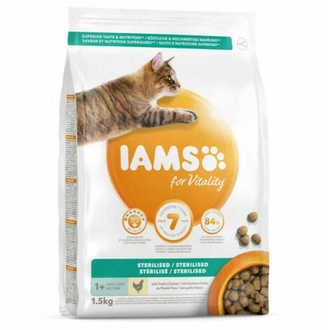 Croquettes Iams Vitality Au Poulet Pour Chat Sterilise Sac 10 Kg