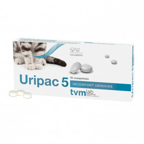 Uripac Tvm Complement Contre L Inconfort Urinaire Chien Et Chat 5 Mg 15 Comprimes