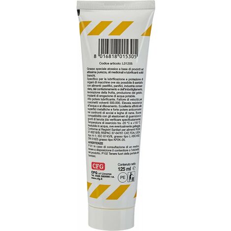 Grasso alimentare inodore bianco tubo ml125