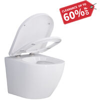Wc Suspendu Avec Abattant Toilette Murale En Ceramique Blanc Cuvette Suspendue Sans Bride Haute De Gamme