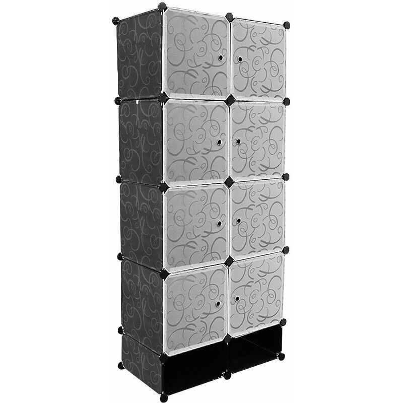 Armoires Etagères Plastiques JEOBEST - Penderie Plastiques, Meuble Rangement  16 Cubes Modulables + 4 Cubes Chaussures, Blanc